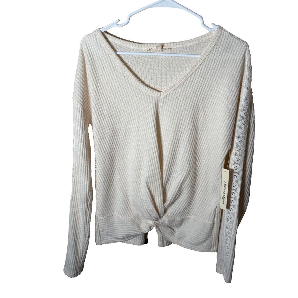 Above & Beyond Blouse Women's Small Thermal V-Neck Long Sleeve Twist NWT